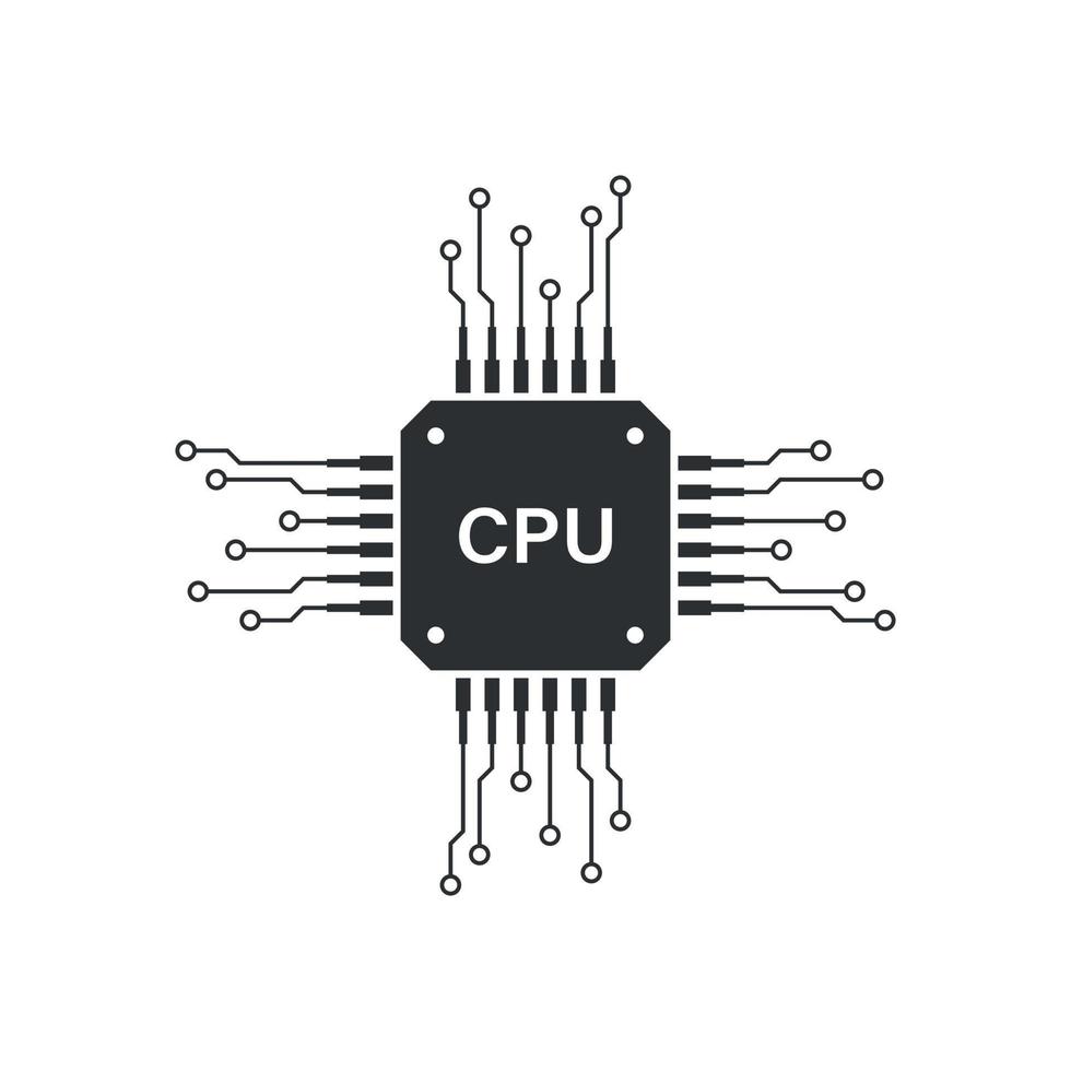 CPU voor computer en smartphone icoon in vlak stijl. bewerker chipset vector illustratie Aan geïsoleerd achtergrond. microchip teken bedrijf concept.