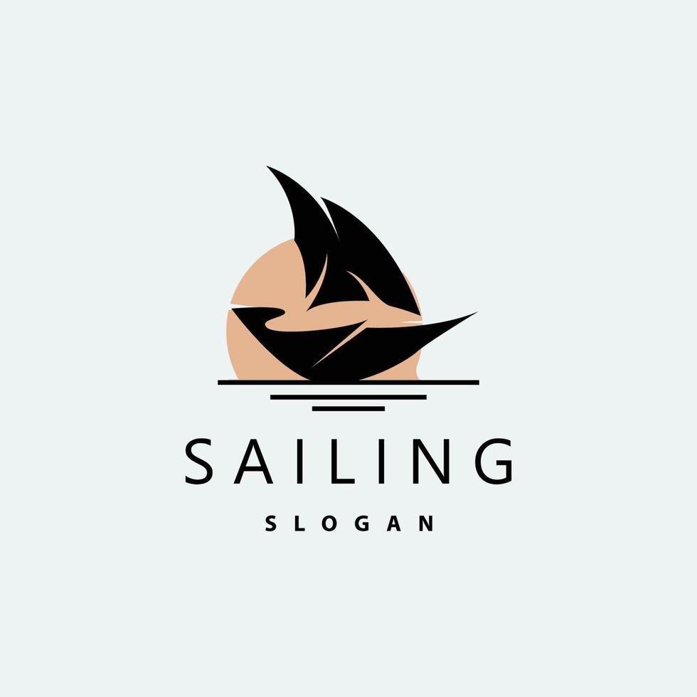 zeilboot logo ontwerp, visvangst boot illustratie, visvangst boot bedrijf merk vector icoon, boot winkel ontwerp, vis winkel, vervoer