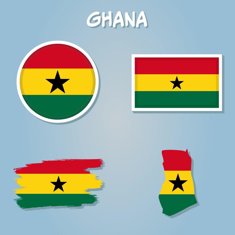 vector illustratie Ghana onafhankelijkheid dag met Ghana vlag colo en Ghana aardrijkskunde kaarten.
