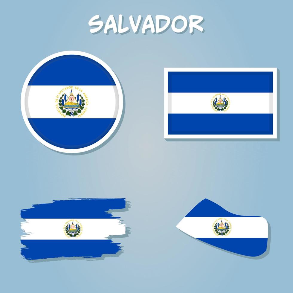 vlag van de republiek van el Salvador bedekt Aan schets kaart. vector