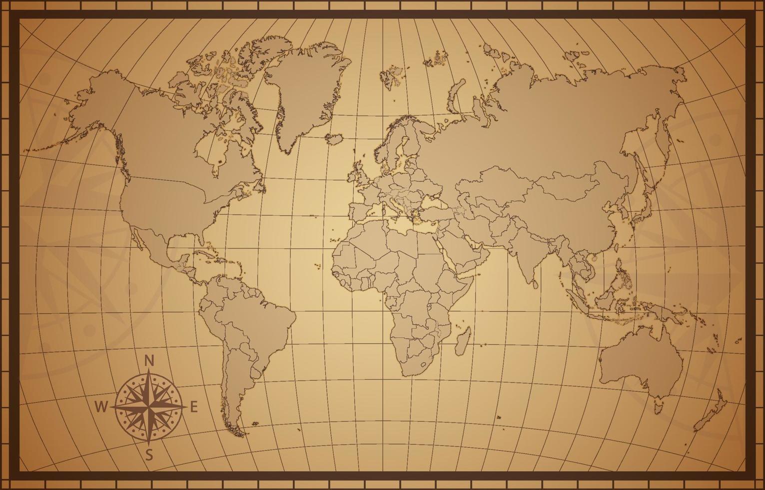 bruin wijnoogst schets wereld kaart vector