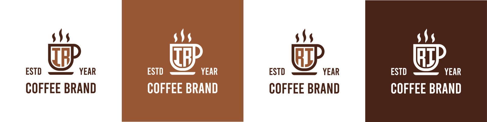brief ir en ri koffie logo, geschikt voor ieder bedrijf verwant naar koffie, thee, of andere met ir of ri initialen. vector