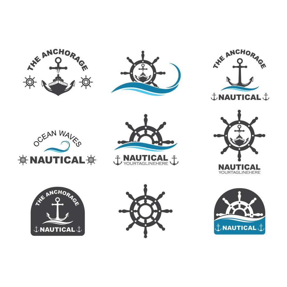 stuurinrichting schip vector logo icoon van nautische maritiem