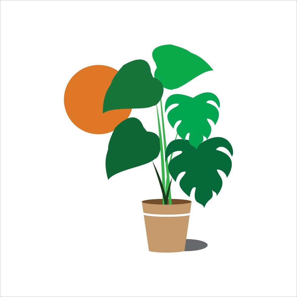 monstera bloem planten teler vector logo ontwerp