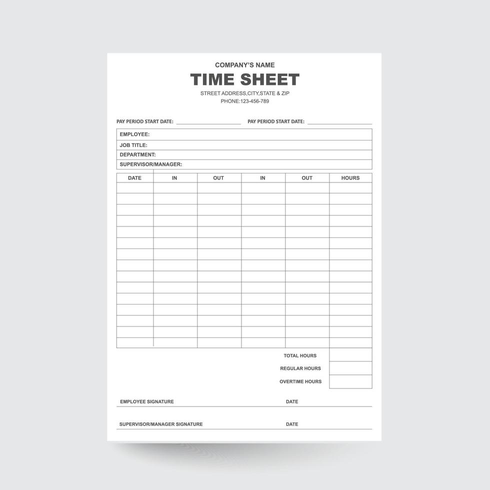 werknemer tijd vel afdrukbare het formulier, rooster, tijd log, werknemer schema, bewerkbare tijd vel, werknemer schema, werknemer tijd dossier, tijd log vel, bedrijf, sjabloon, bladzijde, document, tabel vector