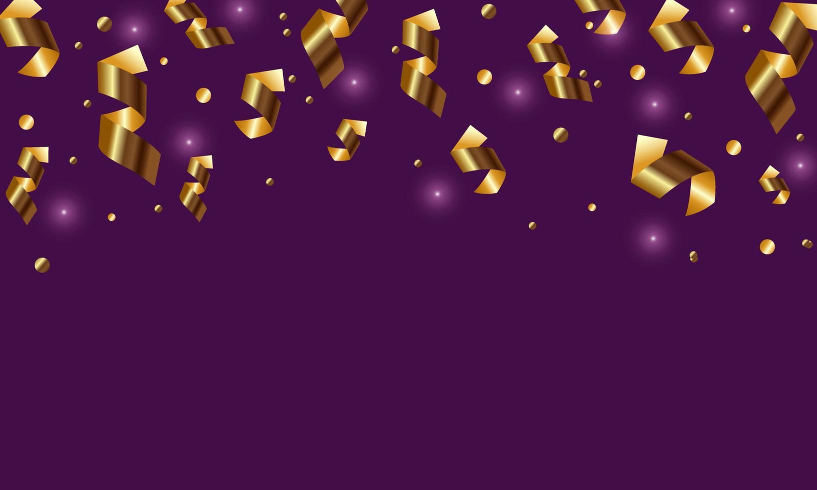 vallend glimmend gouden confetti geïsoleerd Aan paars achtergrond. helder feestelijk klatergoud van goud kleur. vector