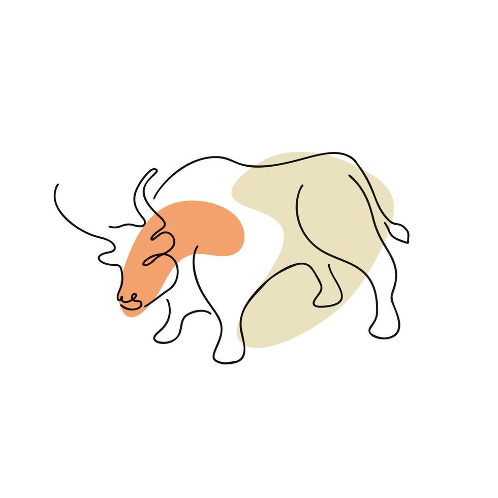 Chinese dierenriem symbool os illustratie in lijn kunst stijl met boho kleur geïsoleerd Aan wit vector