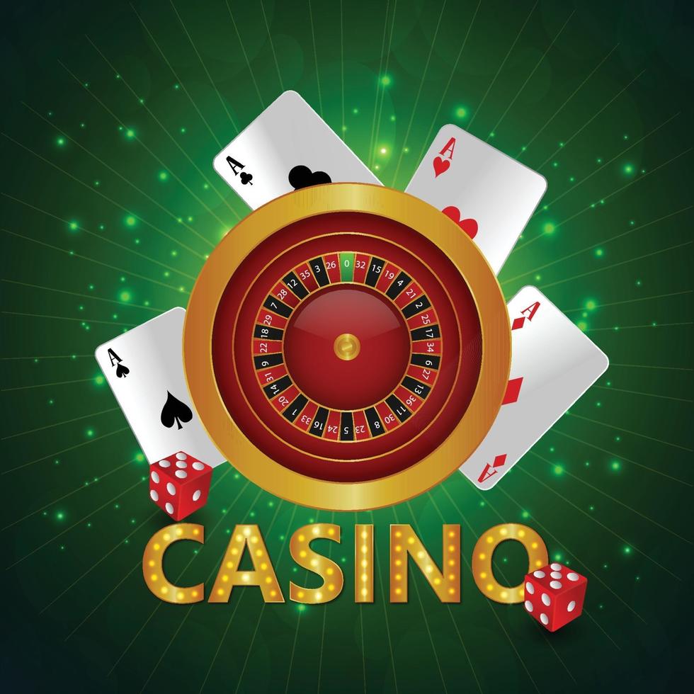 casino gokspel met gouden tekst en speelkaarten en casino slot vector