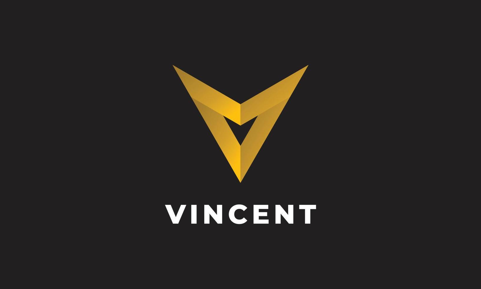 logo vector elegant goud pijl brief v driehoek concept ontwerp logotype stijl