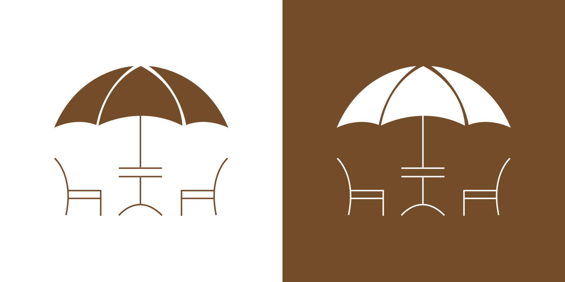 paraplu logo met wijnoogst stijl in lineair concept. parasol logo ontwerp sjabloon. bruikbaar voor bedrijf en branding logos vector