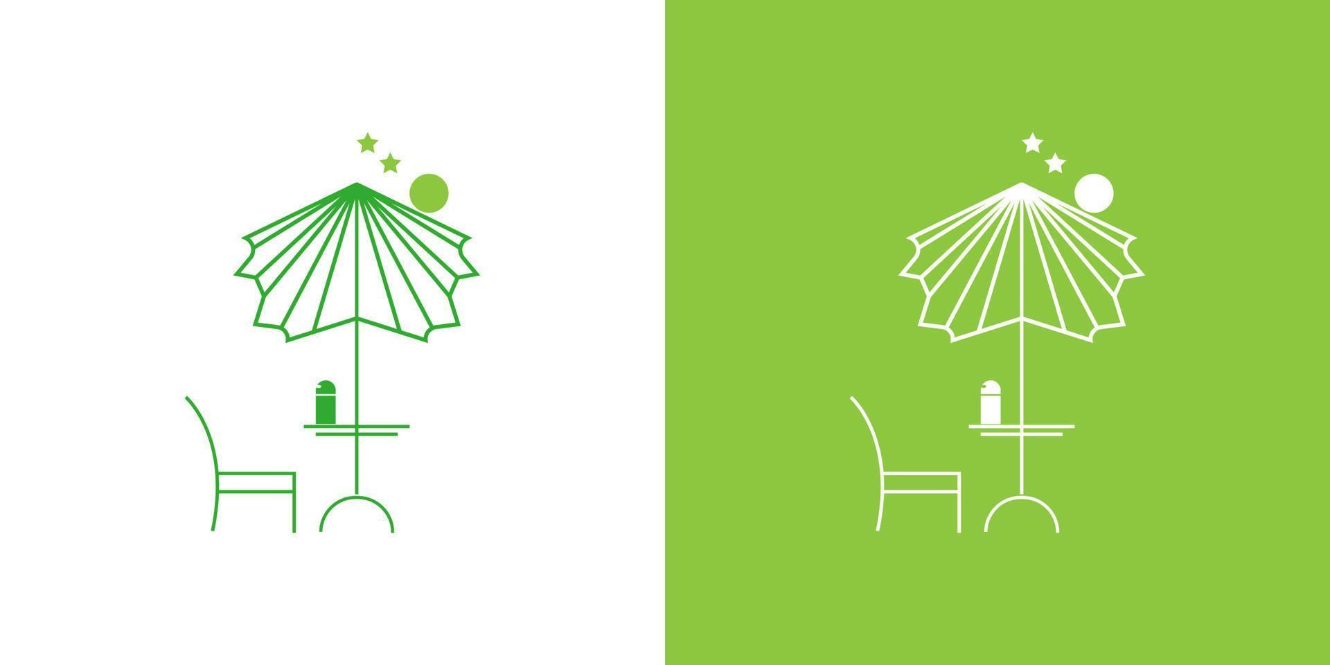 parasol, tafel, stoel logo ontwerp sjabloon kan worden gebruikt voor uw bedrijf en bedrijf vector