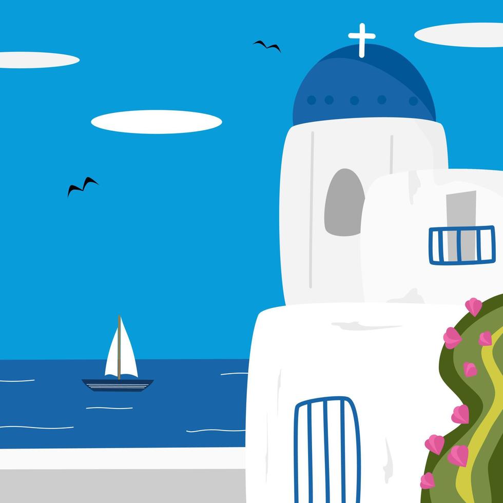 schattig Santorini vector illustratie achtergrond
