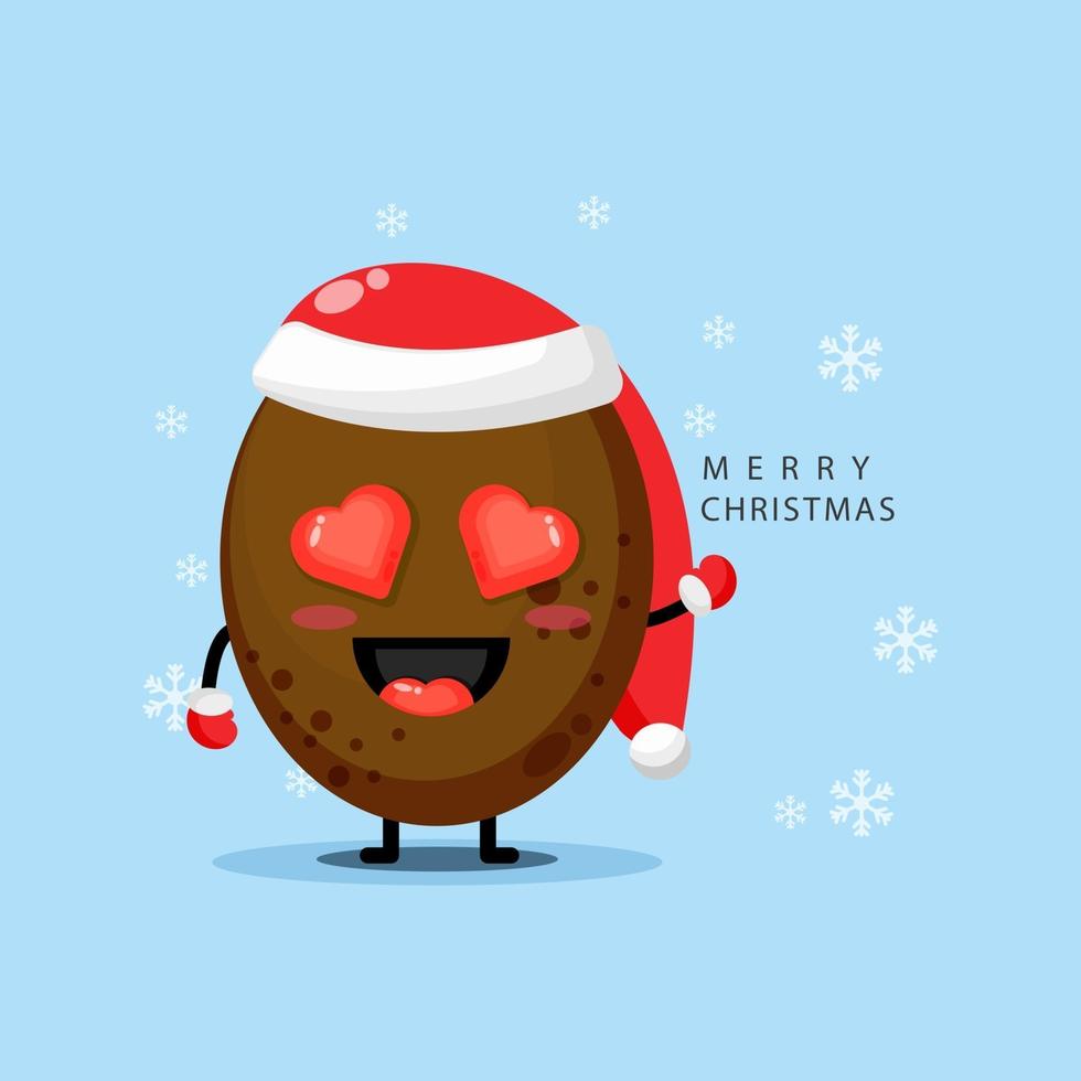 schattige kiwi mascotte met kerstmuts vector