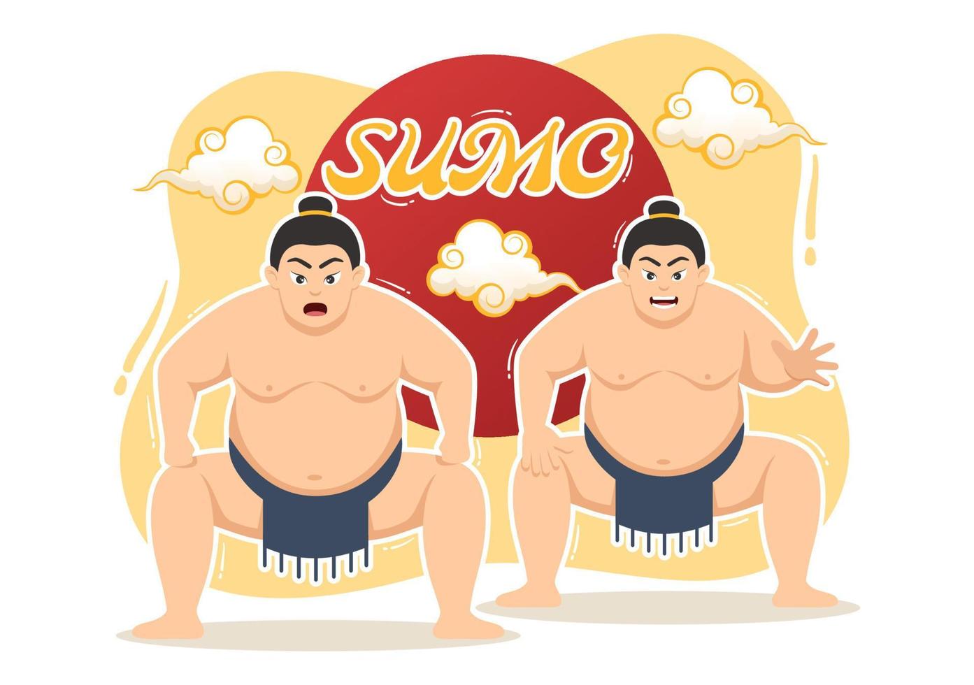 sumo worstelaar illustratie met vechten Japans traditioneel krijgshaftig kunst en sport werkzaamheid in vlak tekenfilm hand- getrokken landen bladzijde Sjablonen vector