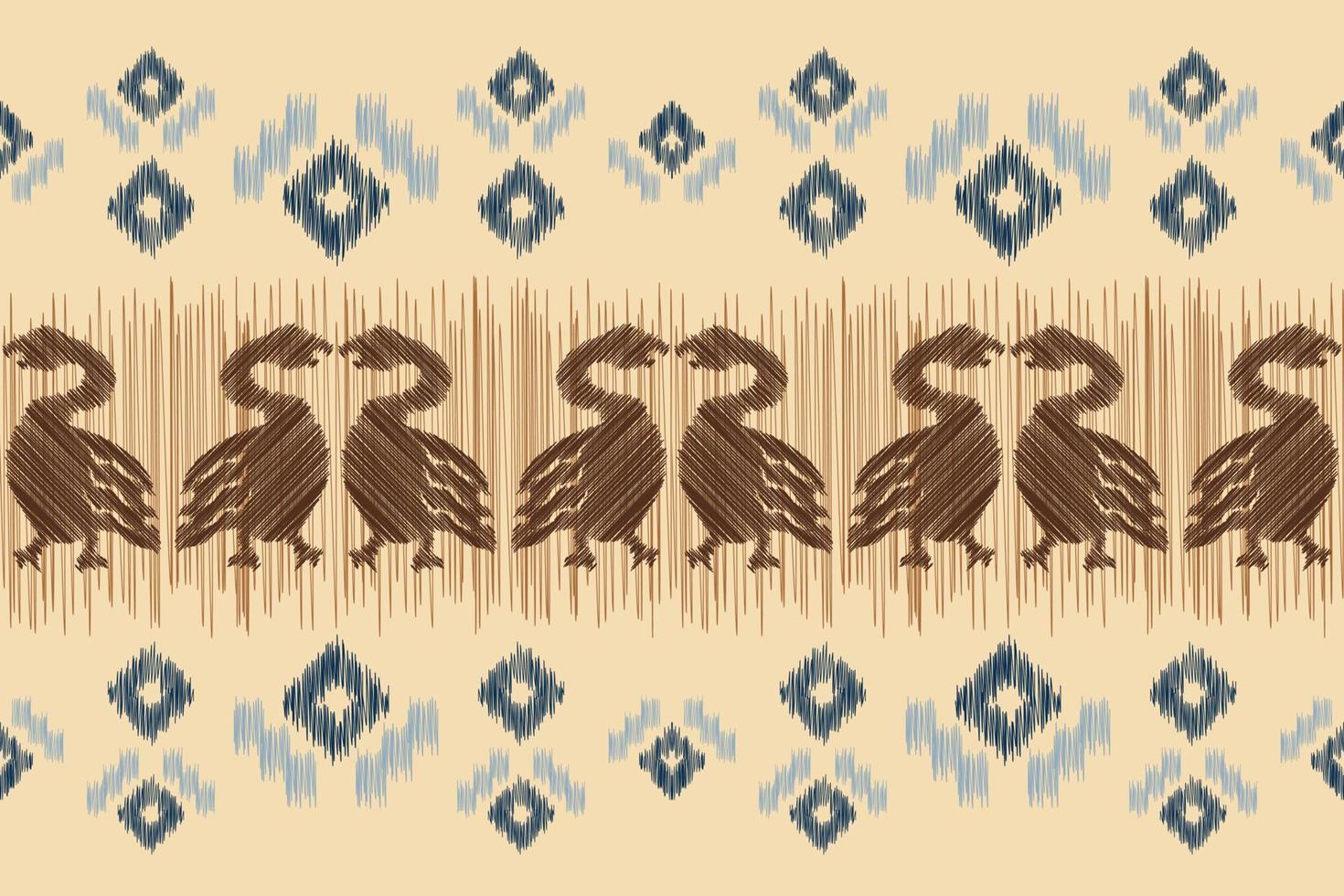 etnisch ikat kleding stof patroon meetkundig stijl.afrikaans ikat borduurwerk etnisch oosters patroon bruin room achtergrond. abstract, vector, illustratie.voor textuur,kleding,verpakking,decoratie,tapijt. vector