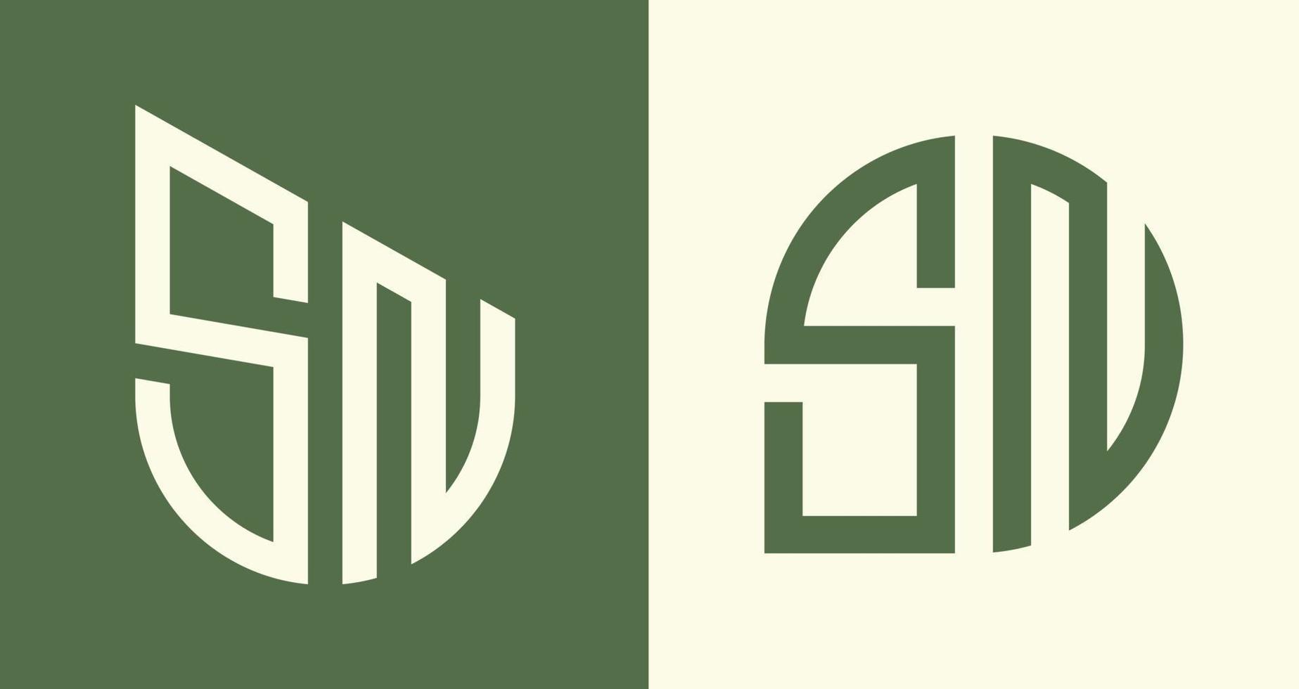 creatief gemakkelijk eerste brieven sn logo ontwerpen bundel. vector