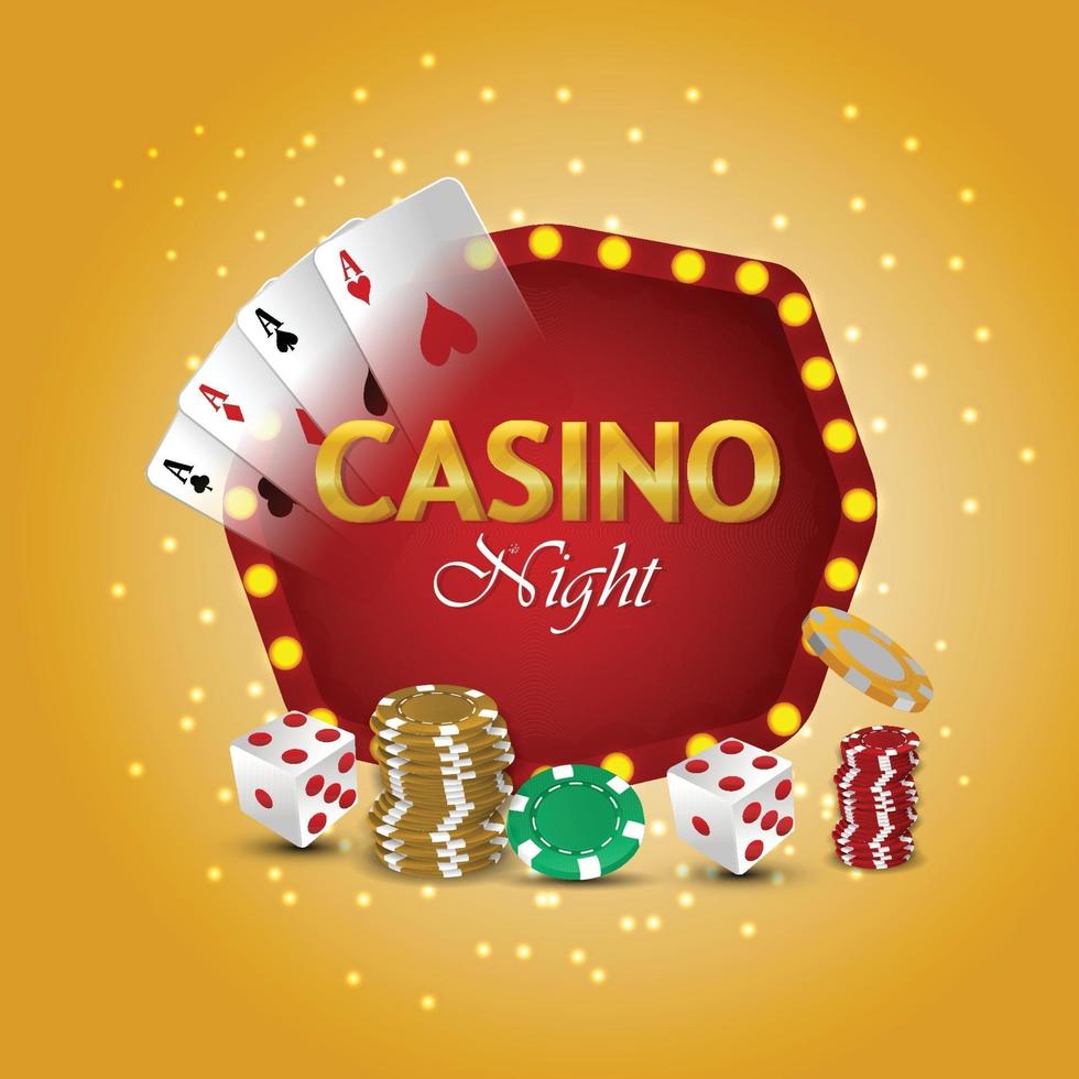 casino luxe vip casino roulette met casinofiches met gouden munten en poker dobbelstenen vector