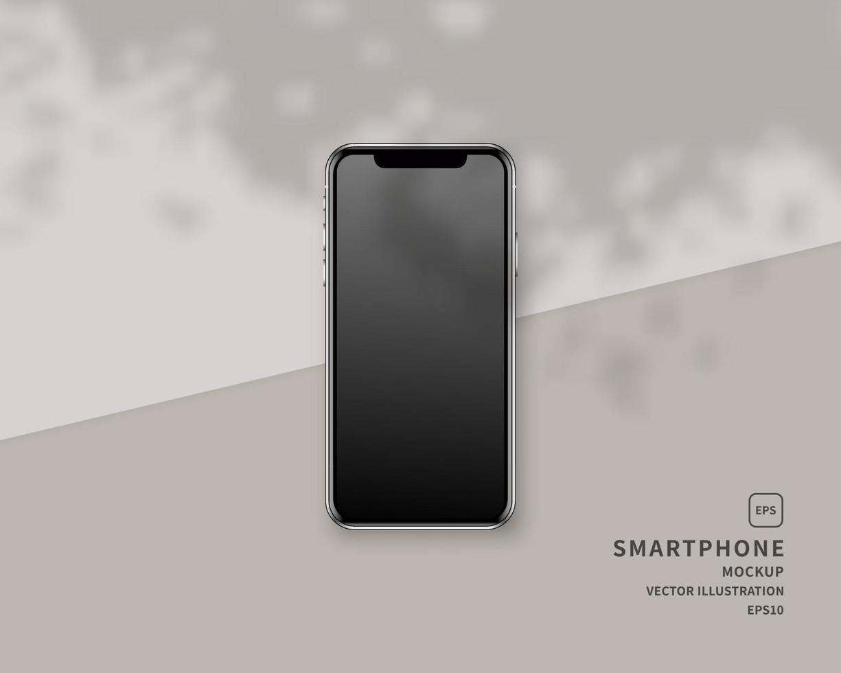 realistisch smartphonemodel met schaduwoverlay. mockup-scène. sjabloon ontwerp. realistische vectorillustratie. vector