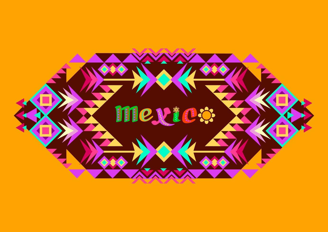 tribal meetkundig ornament en versierd woord Mexico. aztec stijl. vector. vector