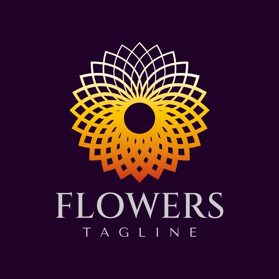 helling luxe bloem bloemblad logo ontwerp sjabloon. modern lijn bloemen logo merk. vector