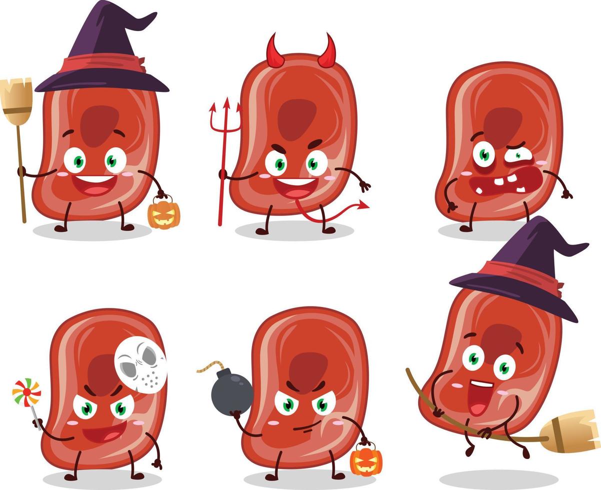 halloween uitdrukking emoticons met tekenfilm karakter van ham vector