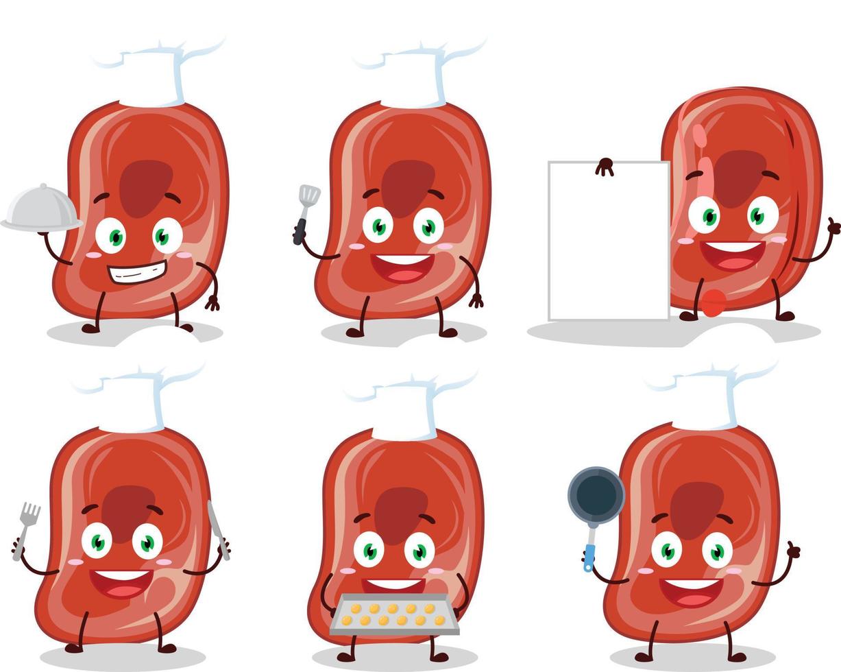 tekenfilm karakter van ham met divers chef emoticons vector