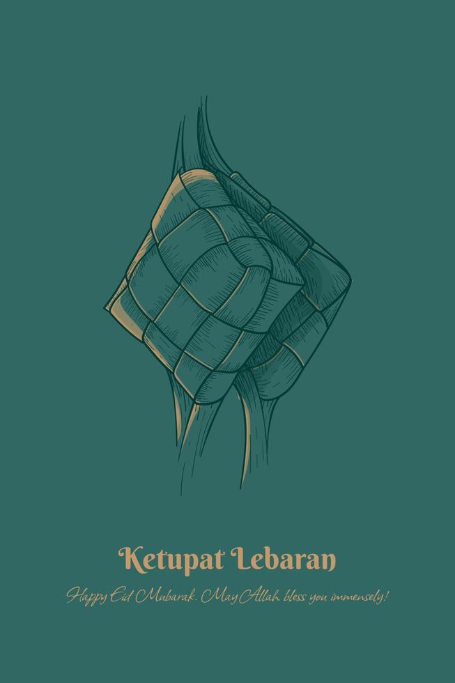 Indonesisch ketupat ontwerp voor eid mubarak sjabloon met Indonesisch tekst gemeen is eid mubarak vector