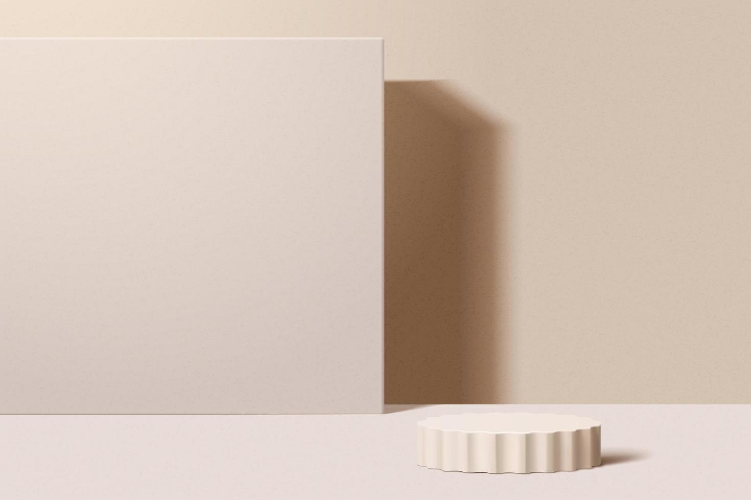 3d minimaal Product Scherm achtergrond met ronde stadium en muur in keramisch kleur. blanco sjabloon podium voor Product mockup plaatsing. vector