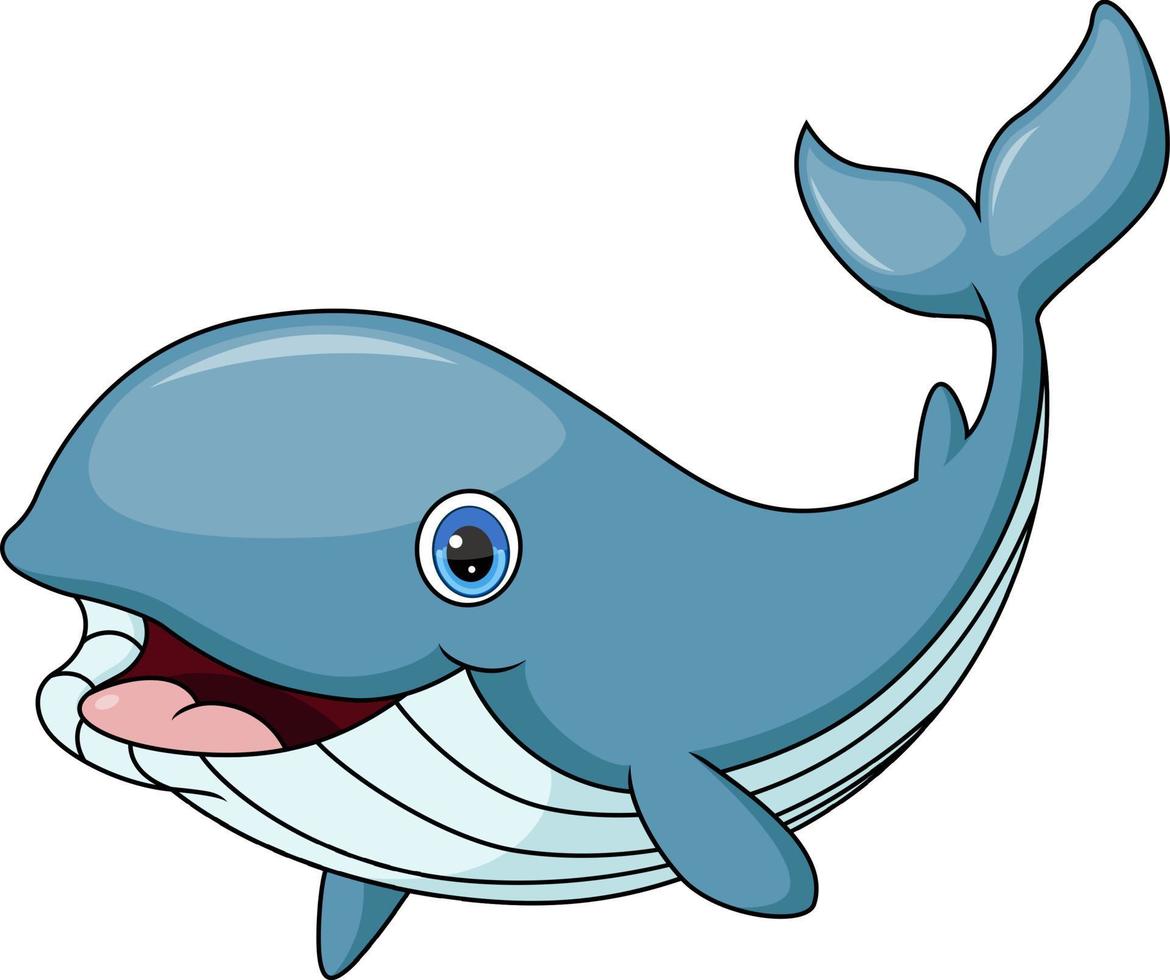 schattig walvis tekenfilm Aan wit achtergrond vector