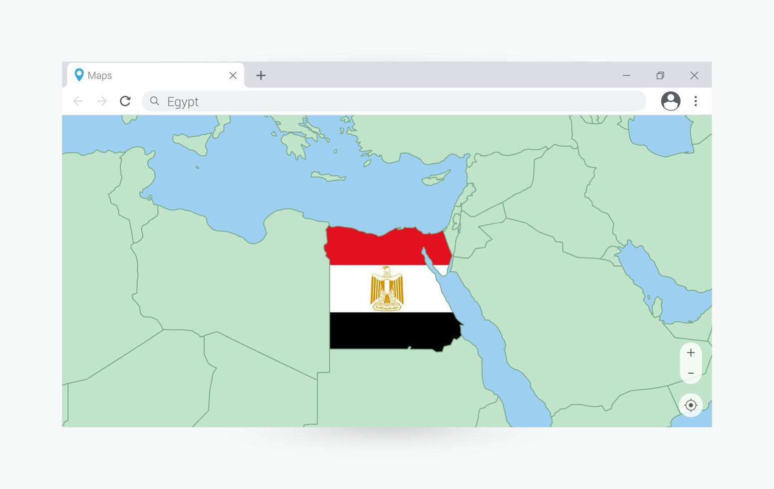 browser venster met kaart van Egypte, zoeken Egypte in internetten. vector