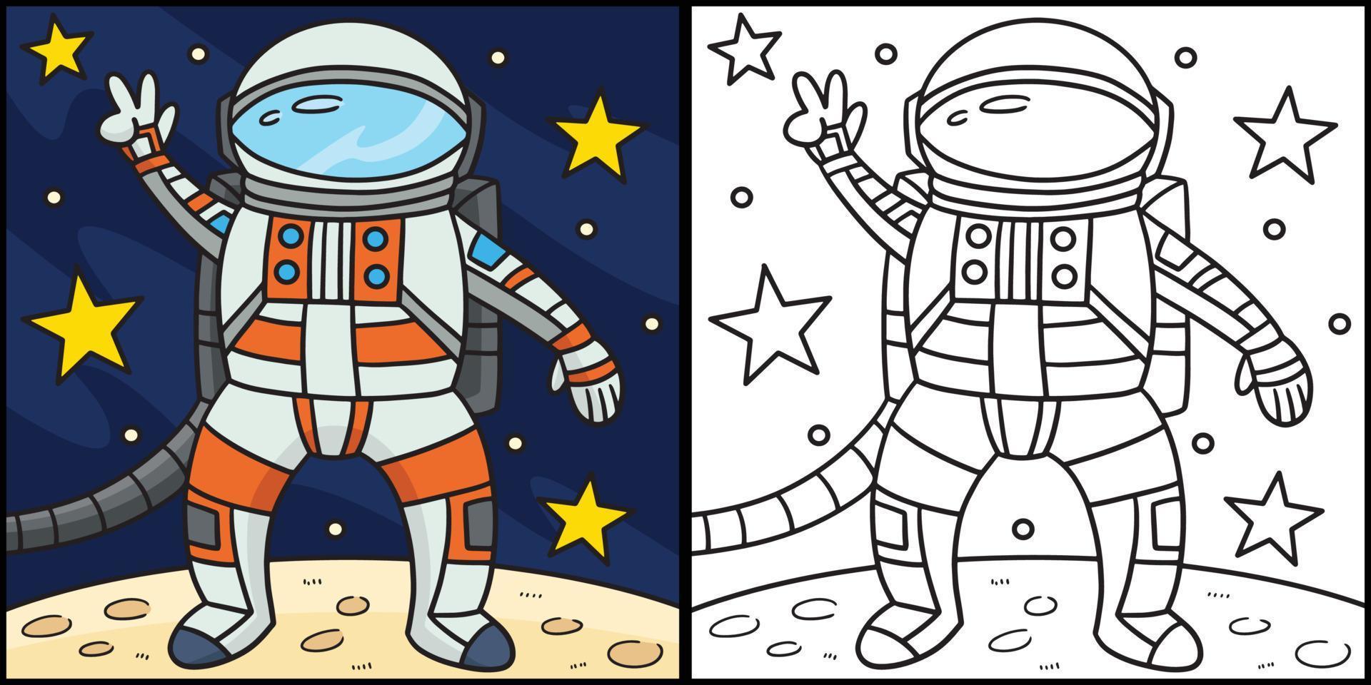 astronaut vrede teken kleur bladzijde illustratie vector