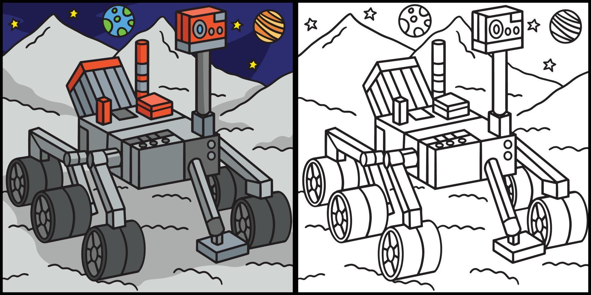 nieuwsgierigheid Mars rover kleur bladzijde illustratie vector