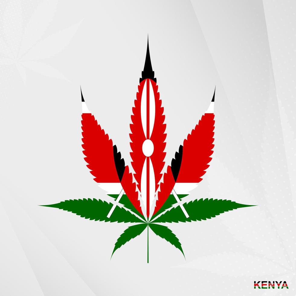 vlag van Kenia in marihuana blad vorm geven aan. de concept van legalisatie hennep in Kenia. vector