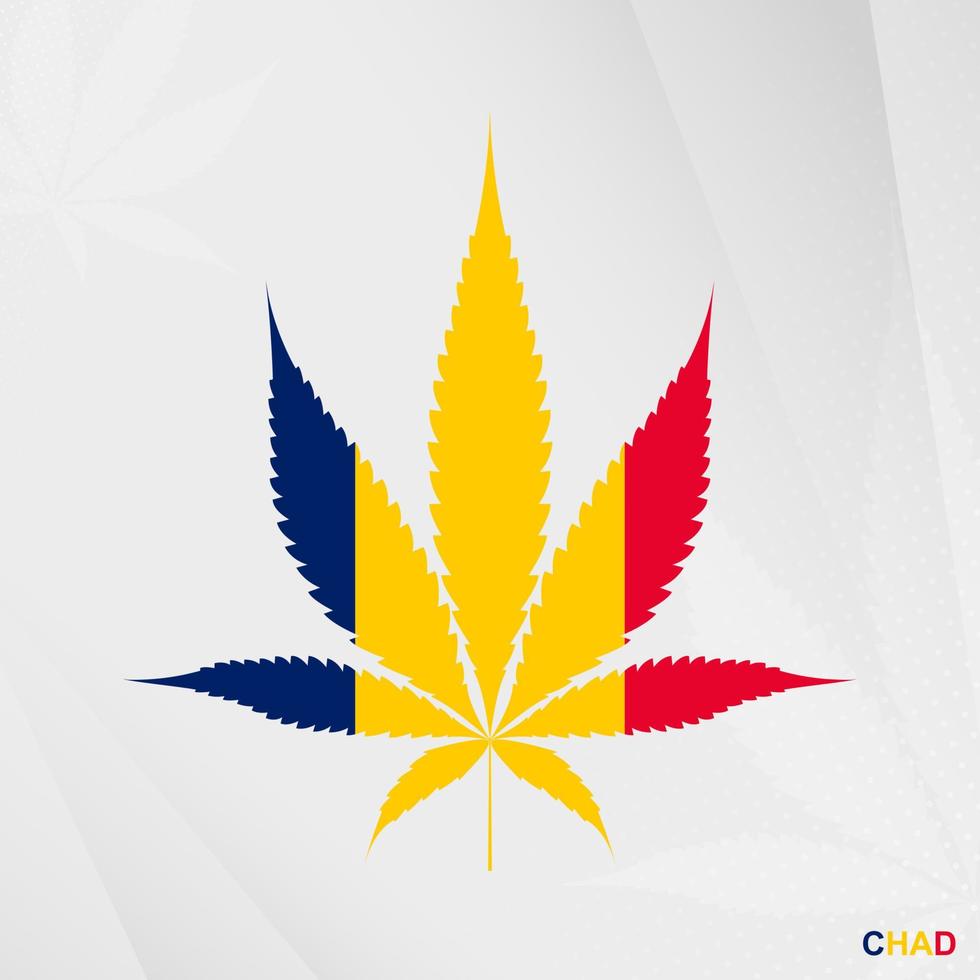 vlag van Tsjaad in marihuana blad vorm geven aan. de concept van legalisatie hennep in Tsjaad. vector