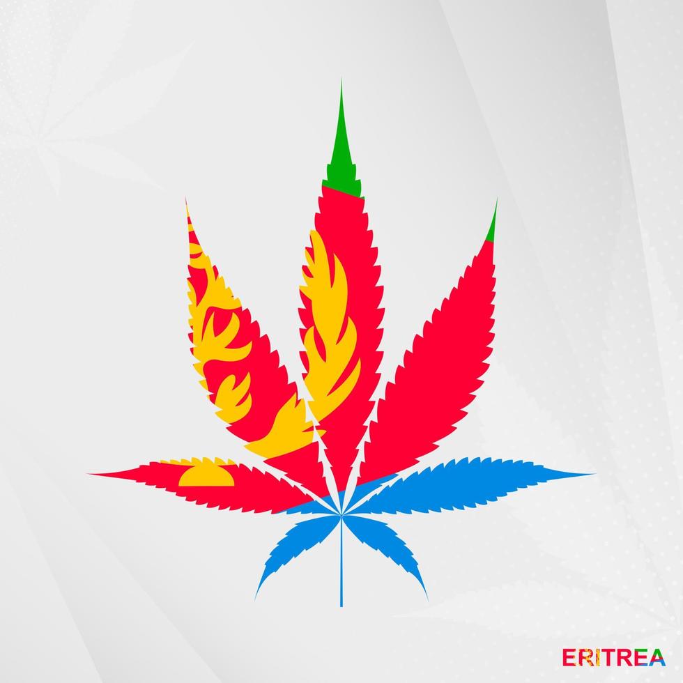 vlag van eritrea in marihuana blad vorm geven aan. de concept van legalisatie hennep in eritrea. vector