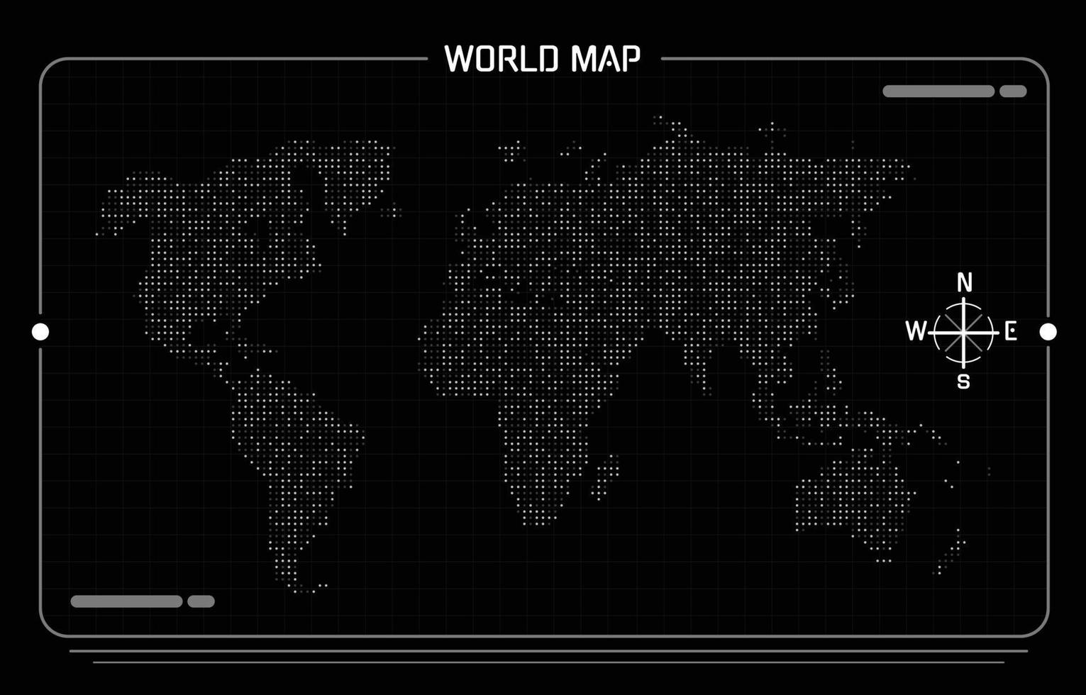 wereld kaart in zwart en wit dots vector