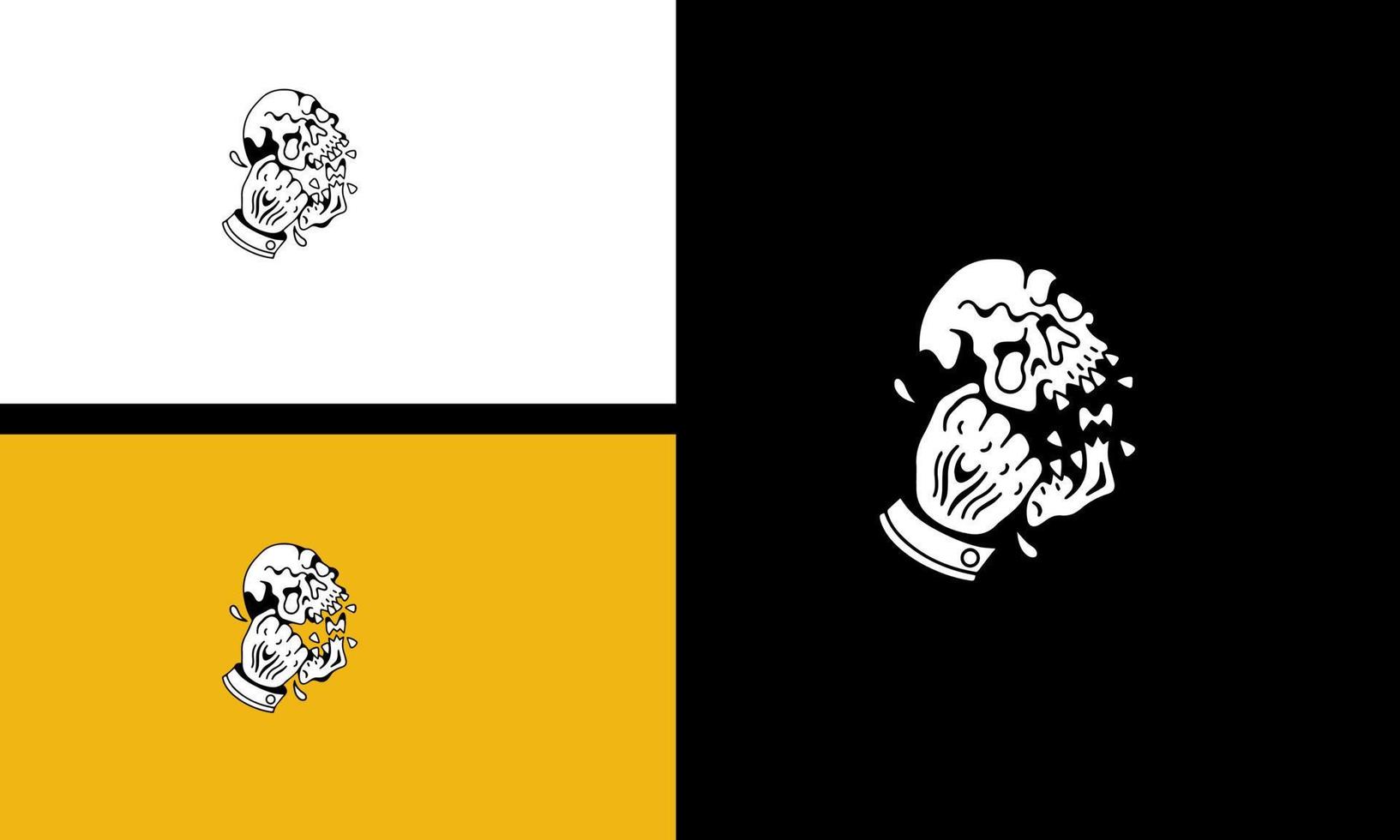 vector van een monochromatisch schedel logo ontwerp in zwart, wit, en geel