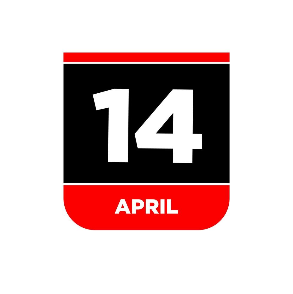 14e april vector icoon. 14 april kalender.