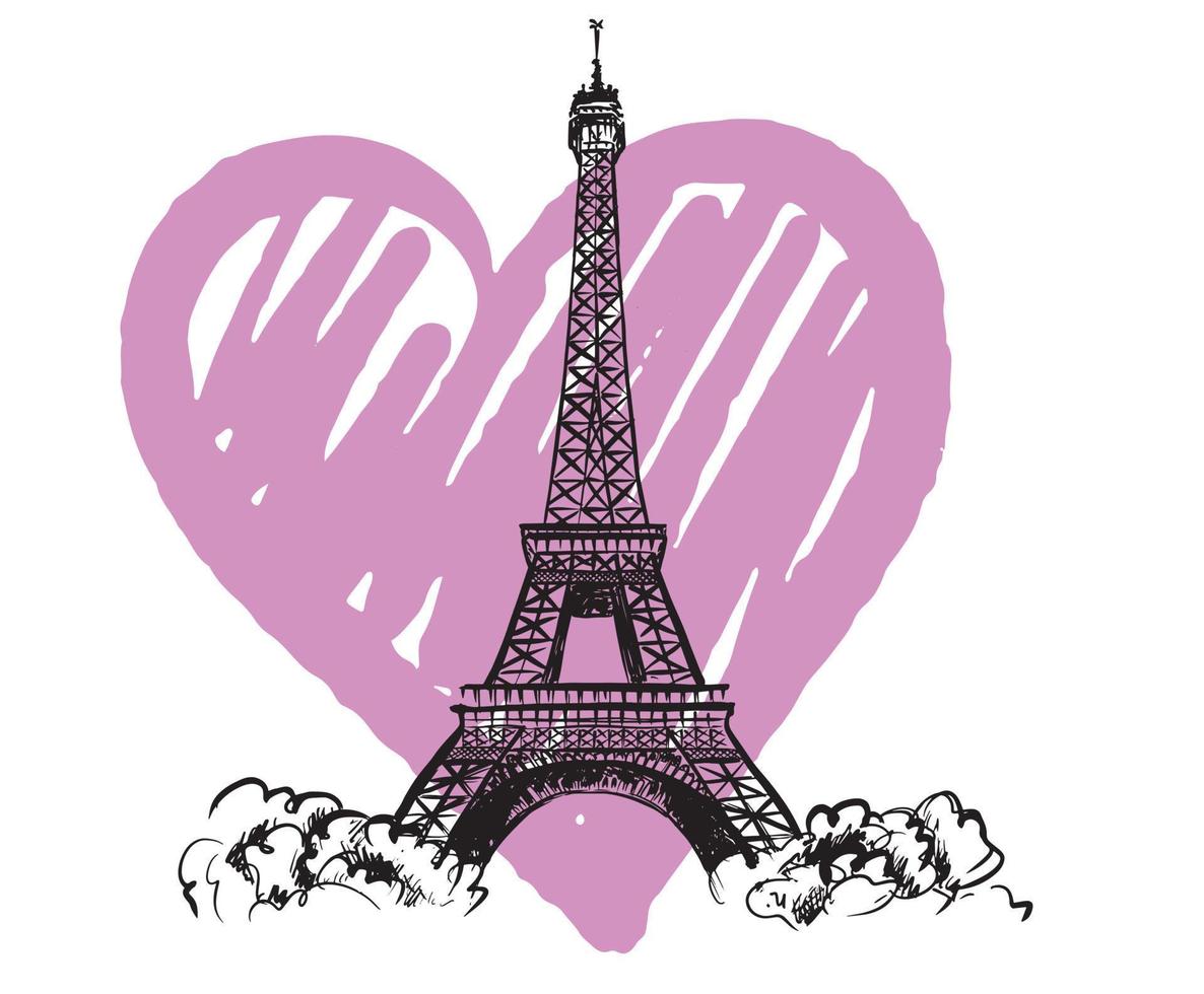 eiffel toren hand- getrokken illustraties vector