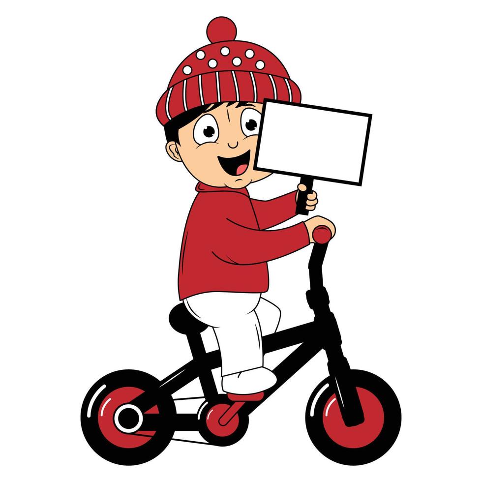 schattig jongen tekenfilm rijden fiets illustratie grafisch vector