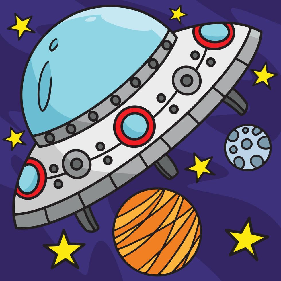 ufo ruimteschip gekleurde tekenfilm illustratie vector