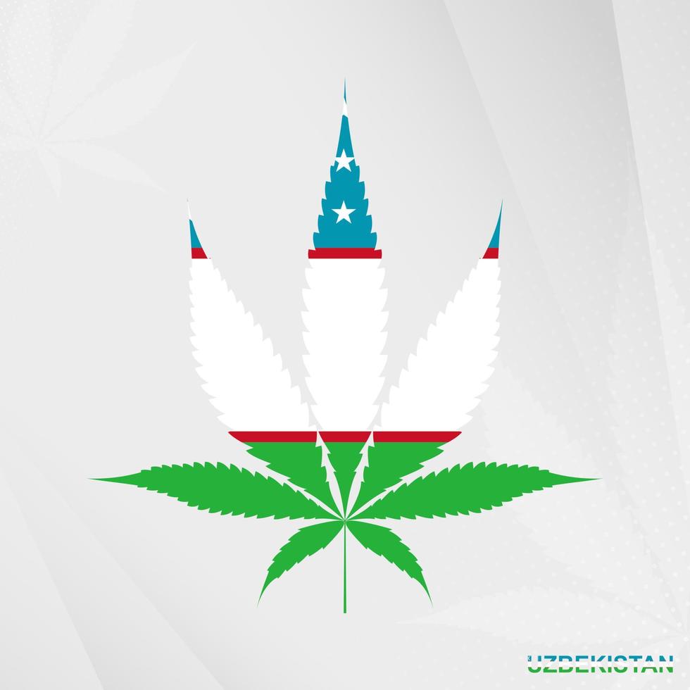 vlag van Oezbekistan in marihuana blad vorm geven aan. de concept van legalisatie hennep in Oezbekistan. vector