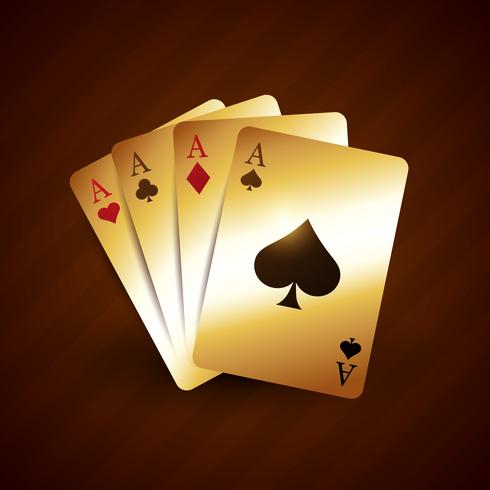 gouden casino speelkaart met vier azen vector