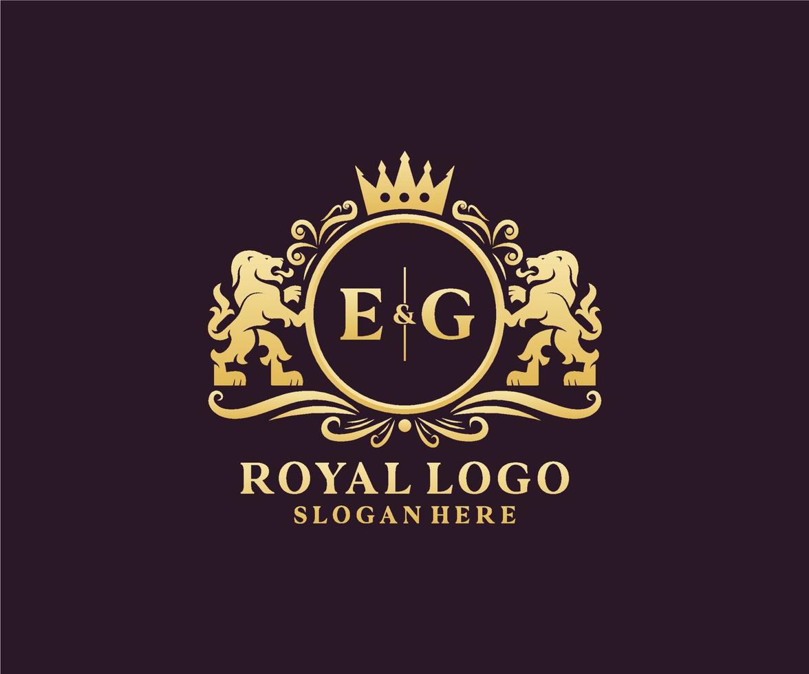 eerste bijv brief leeuw Koninklijk luxe logo sjabloon in vector kunst voor restaurant, royalty, boetiek, cafe, hotel, heraldisch, sieraden, mode en andere vector illustratie.