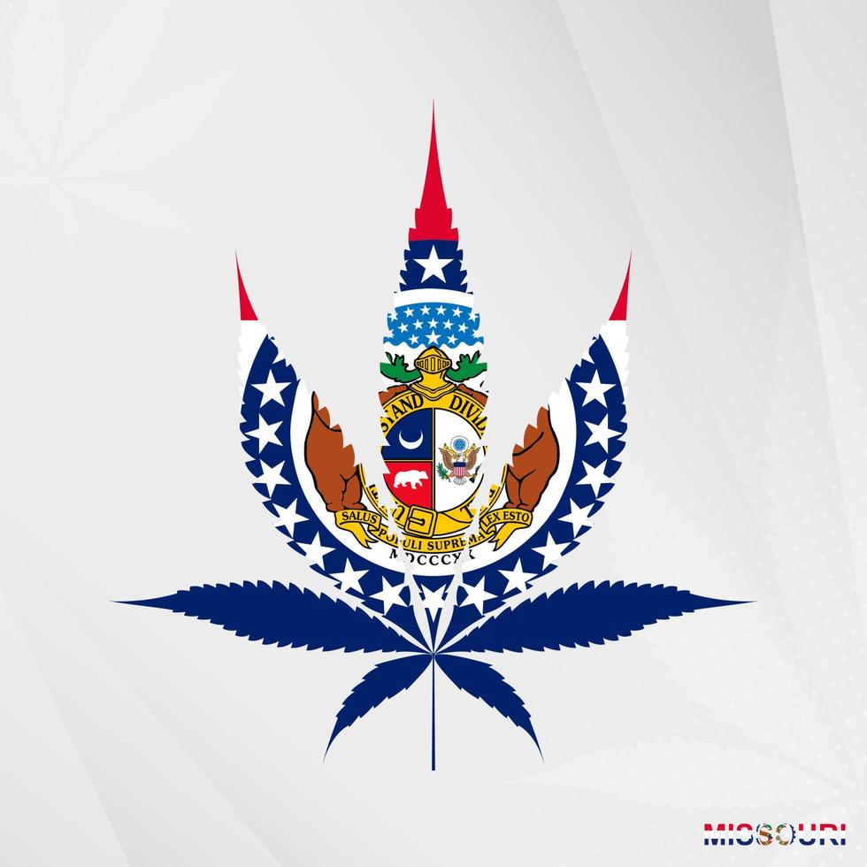 vlag van Missouri in marihuana blad vorm geven aan. de concept van legalisatie hennep in missouri. vector