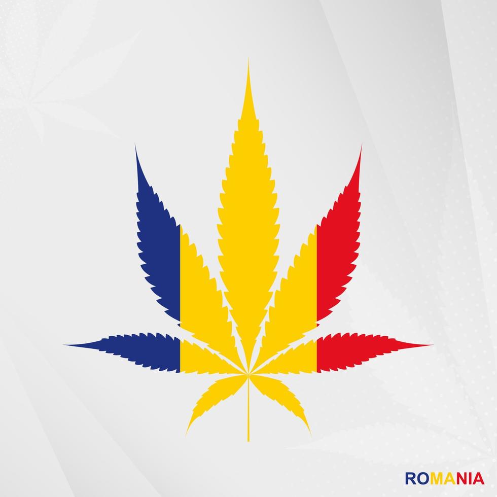 vlag van Roemenië in marihuana blad vorm geven aan. de concept van legalisatie hennep in Roemenië. vector