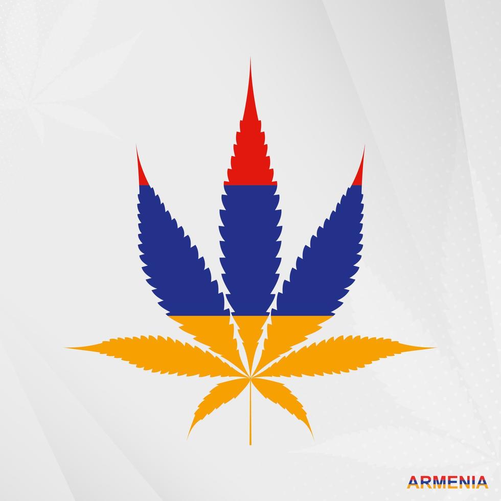 vlag van Armenië in marihuana blad vorm geven aan. de concept van legalisatie hennep in Armenië. vector