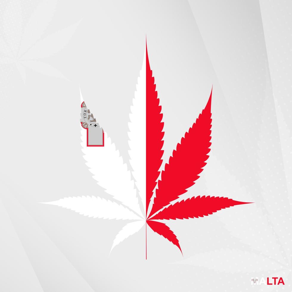 vlag van Malta in marihuana blad vorm geven aan. de concept van legalisatie hennep in Malta. vector