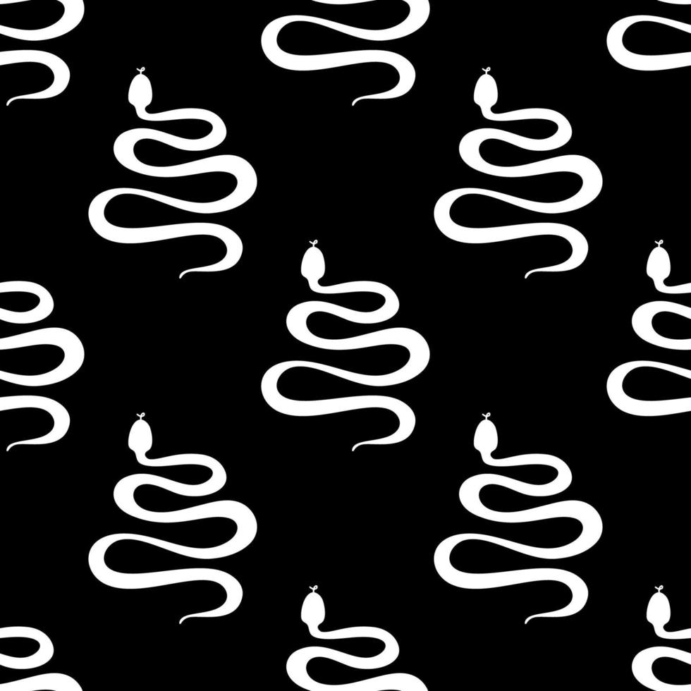 naadloos patroon met slangen illustratie wit kleur Aan zwart vector