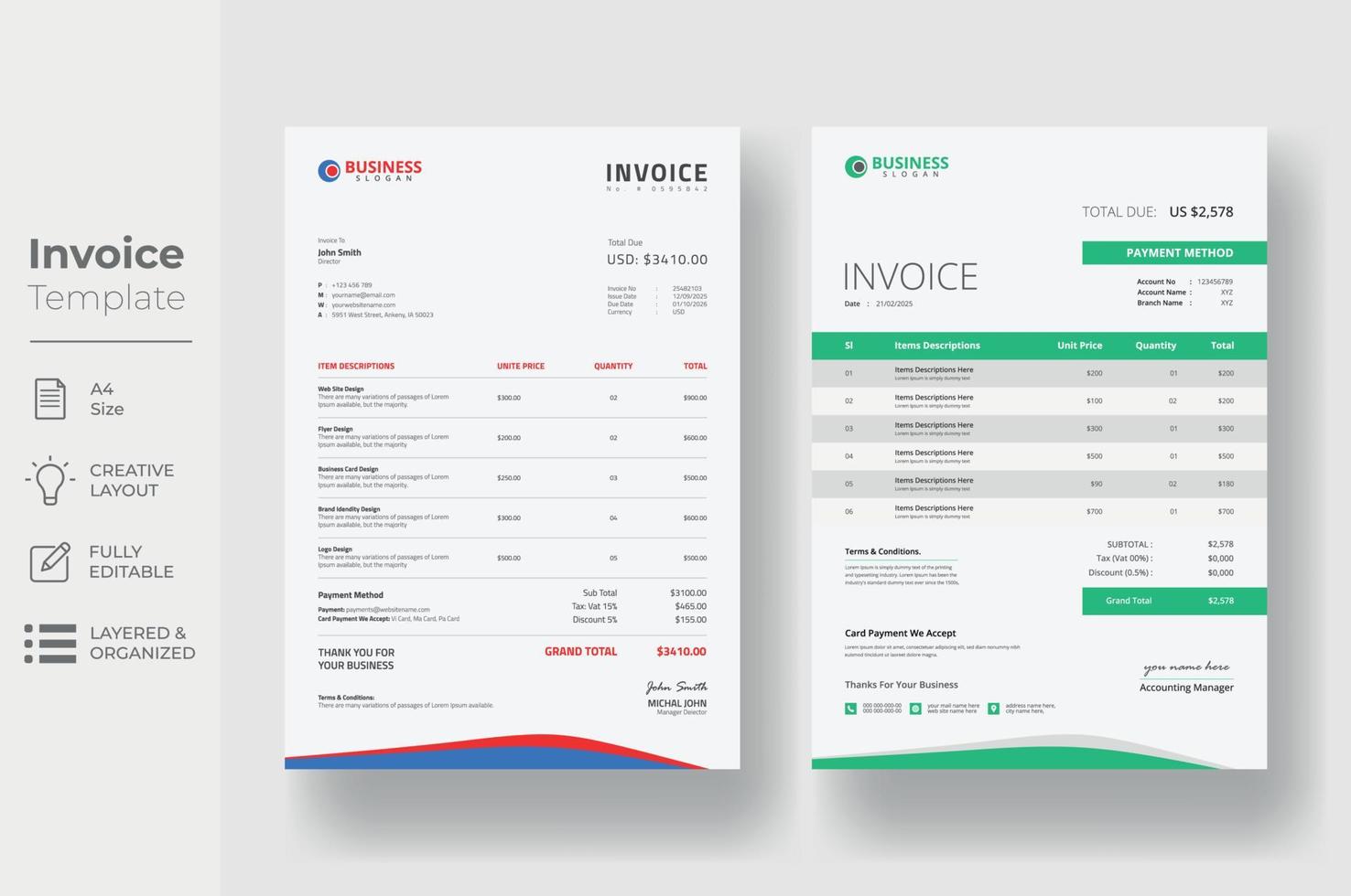 factuur minimaal ontwerp sjabloon, bedrijf factuur het formulier sjabloon vector